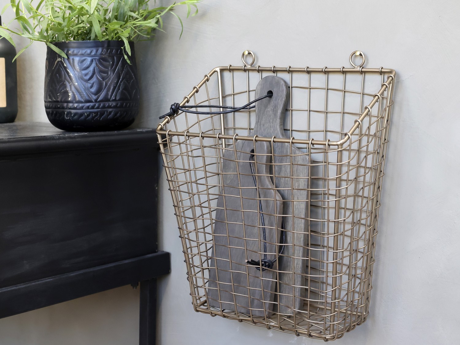 Mosazný antik kovový košík Fil de fer Basket - 28*16*33 cm