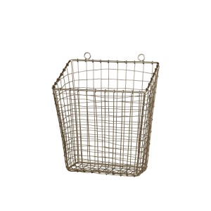 Mosazný antik kovový košík Fil de fer Basket - 28*16*33 cm