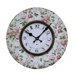 Nástěnné hodiny s květinami Flowers de Provence – 34*3cm/ 1*AA