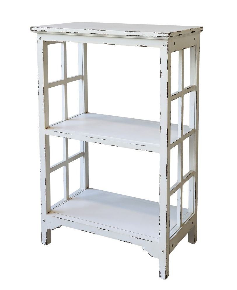 Krémový antik dřevěný policový odkládací stolek Table Shelf - 60*35*90 cm 40045219