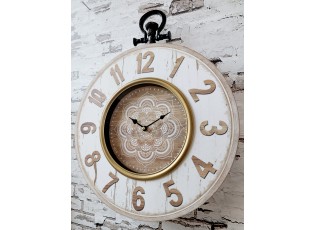 Přírodně - krémové nástěnné hodiny Mandala – 40*7*50 cm / 1*AA