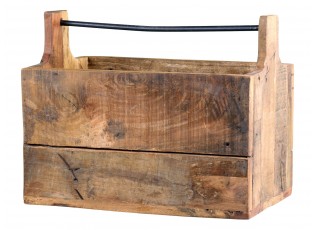 Hnědý antik dřevěný box s rukojetí Grimaud Unit - 40*24*32 cm