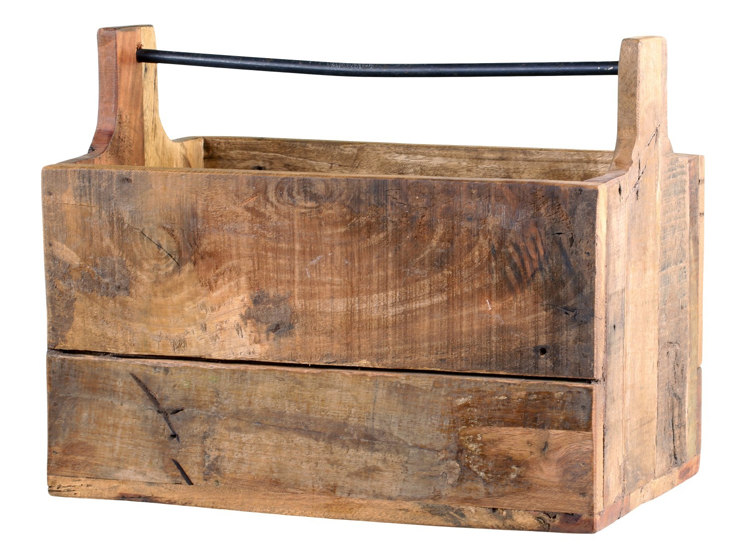 Hnědý antik dřevěný box s rukojetí Grimaud Unit - 40*24*32 cm Chic Antique