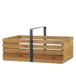 Hnědý antik dřevěný box s rukojetí Apple Crate - 40*25*20 cm