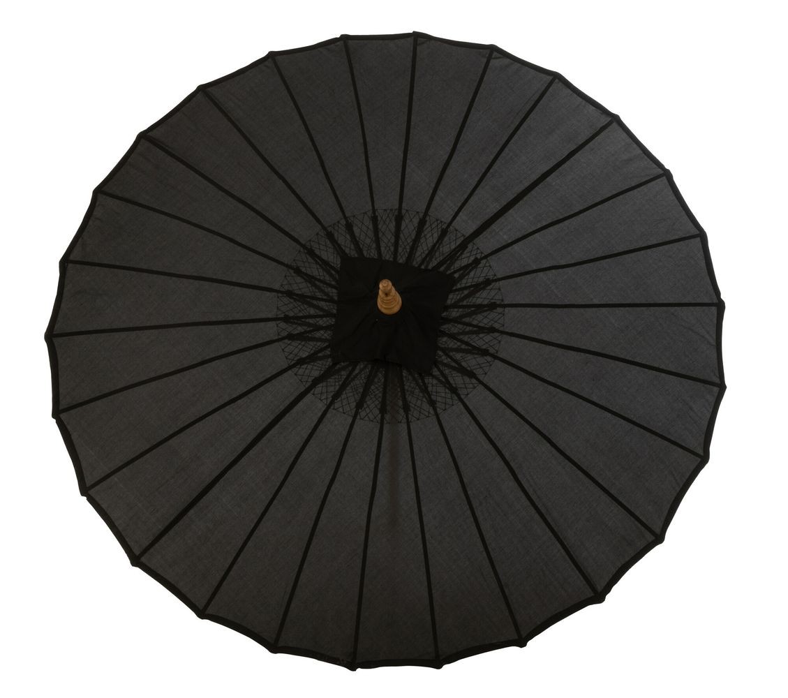 Černý slunečník s dřevěnou tyčí Lorie Wood - ∅ 200*260 cm