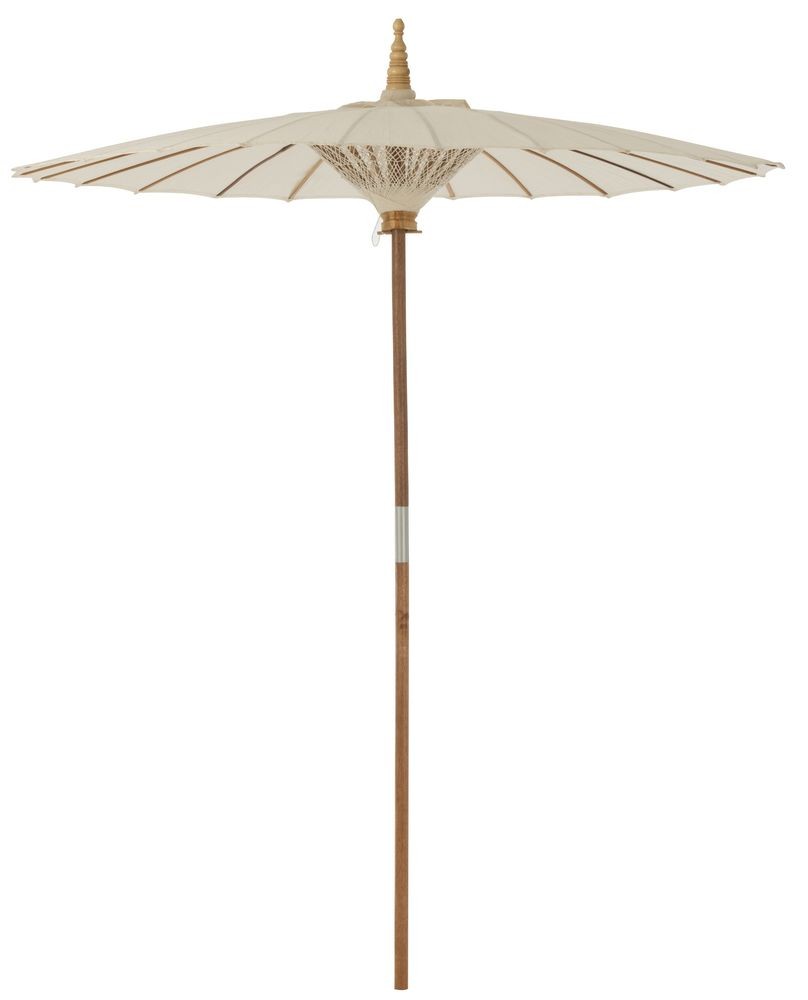 Béžový slunečník s dřevěnou tyčí Lorie Wood - ∅ 200*260 cm