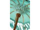 Modrý slunečník na stůl s třásněmi a dřevěnou tyčí Dayu Wood - ∅ 14*85 cm