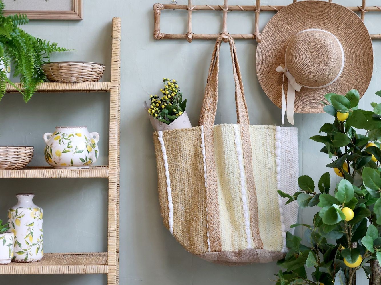 Béžovo-hnědá plážová jutová taška Beach Bag - 40*30*60 cm