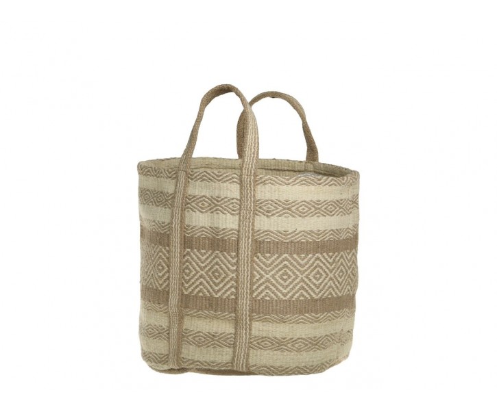 Béžovo-hnědá košíková jutová taška Beach Bag - 40*40*40/ 60 cm