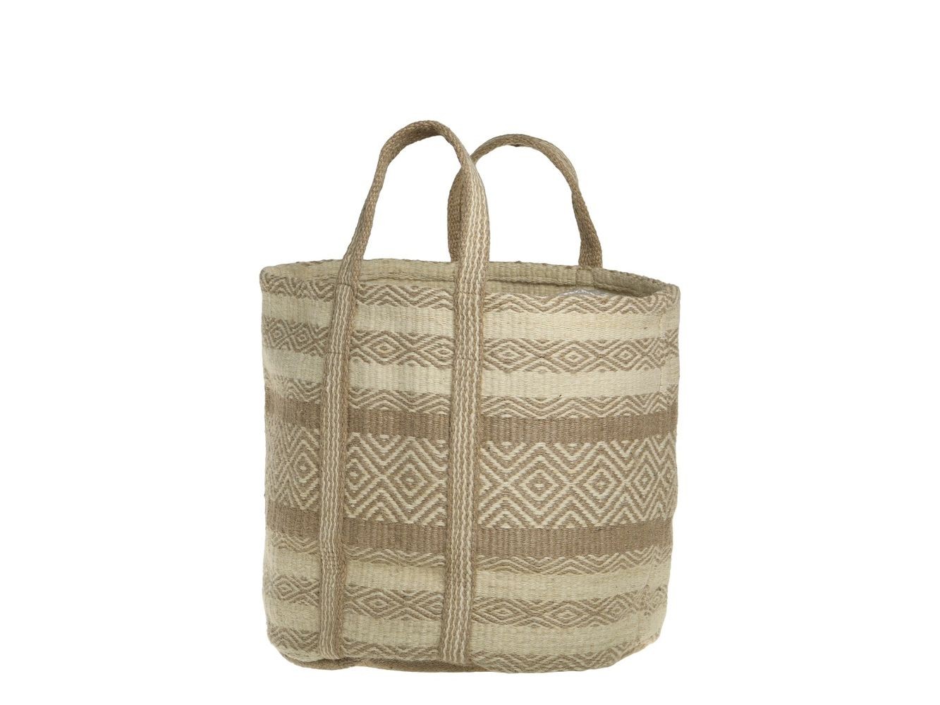 Béžovo-hnědá košíková jutová taška Beach Bag - 40*40*40/ 60 cm Chic Antique