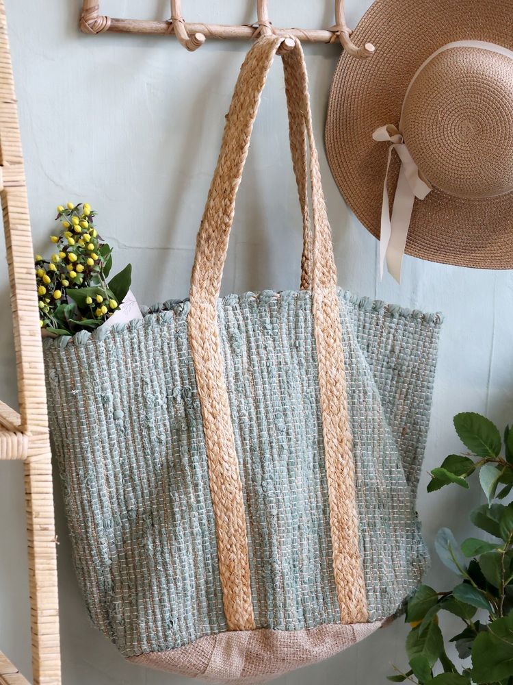 Zelená plážová jutová taška Beach Bag - 40*30*60 cm