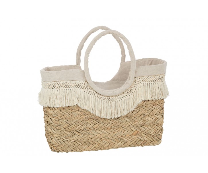 Plážová taška z mořské trávy s krajkou Beach Bag Lace - 59*16*30 cm