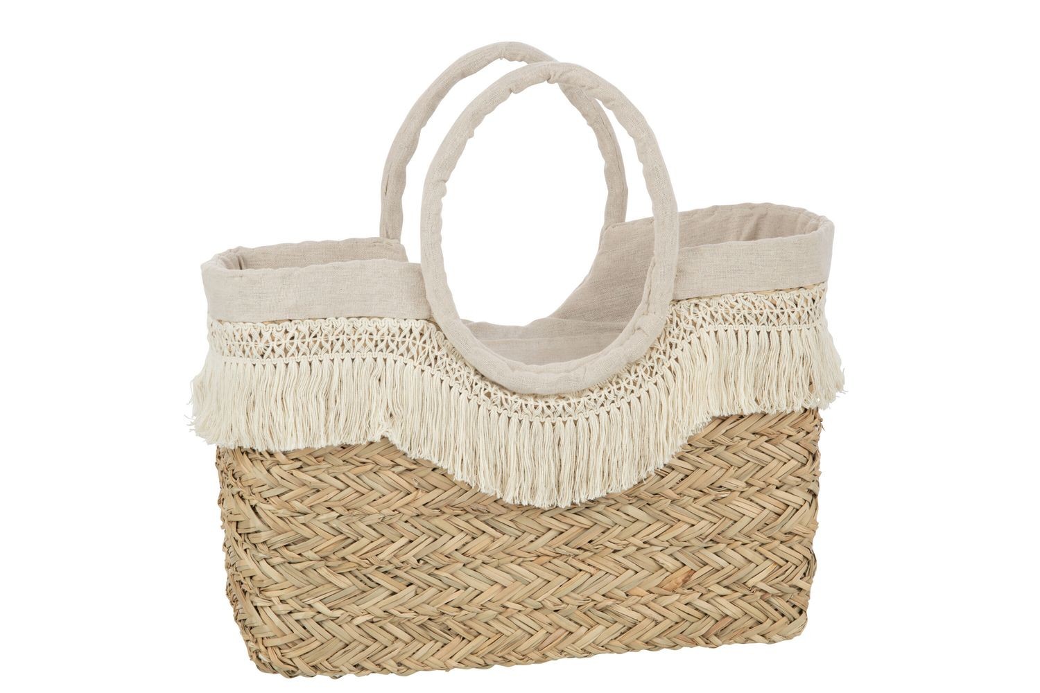 Plážová taška z mořské trávy s třásněmi Beach Bag Fringes - 40*16*29cm