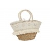 Plážová taška z mořské trávy s kytičkovou krajkou Beach Bag Lace - 59*16*30 cm Materiál: mořská trávaBarva: bílá, přírodní hnědáHmotnost : 0.545kg