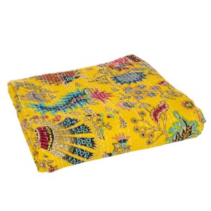 Veliká žlutá bavlněná plážová deka s prošíváním Beach Plaid - 270*220*0,5 cm
