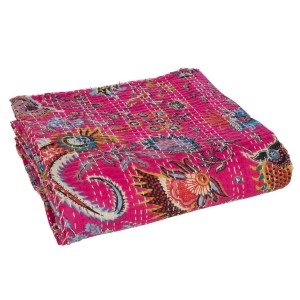 Veliká růžová bavlněná plážová deka s prošíváním Beach Plaid - 270*220*0,5 cm