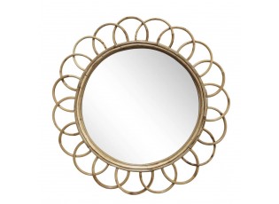 Nástěnné kulaté zrcadlo s ratanovým rámem Deddo - 59*2,5 cm