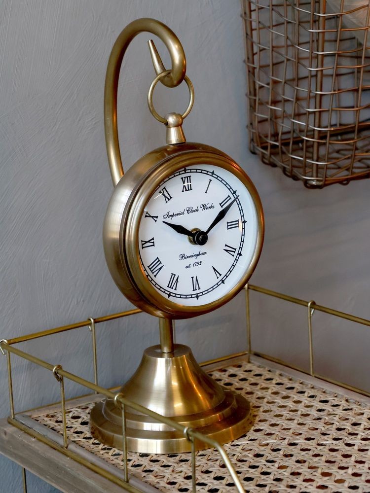 Mosazné antik závěsné stolní hodiny Clock Works – 11*30 cm / 1*AA