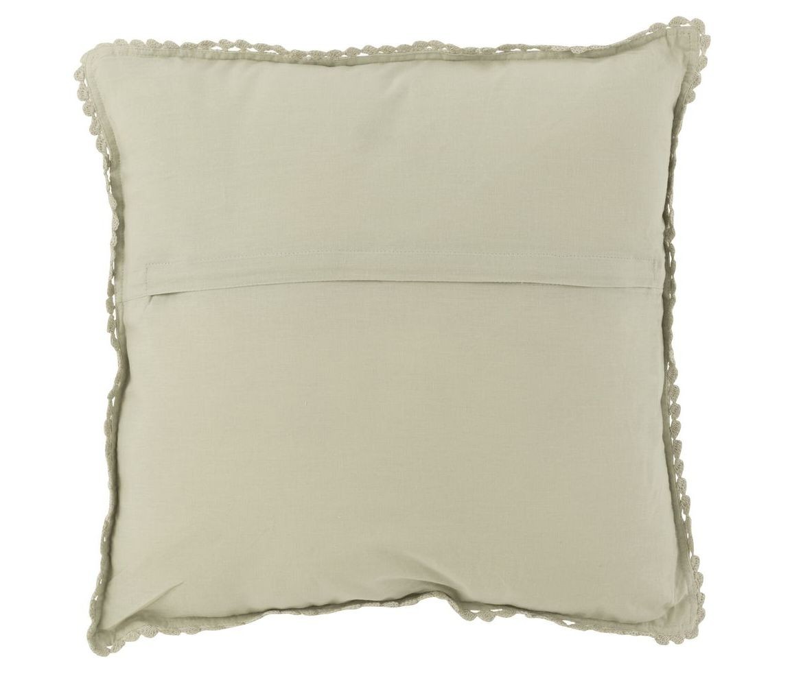 Béžovo-zelený bavlněný polštář s krajkou Lace green - 42*12*42cm