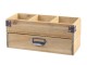 Přírodní dřevěný úložný box se 3mi přihrádkami a zásuvkou Gila - 30*13*13 cm