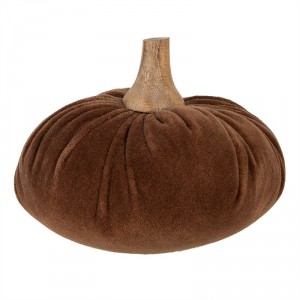 Hnědá textilní dekorace dýně Pumpkin L - Ø 15*12 cm