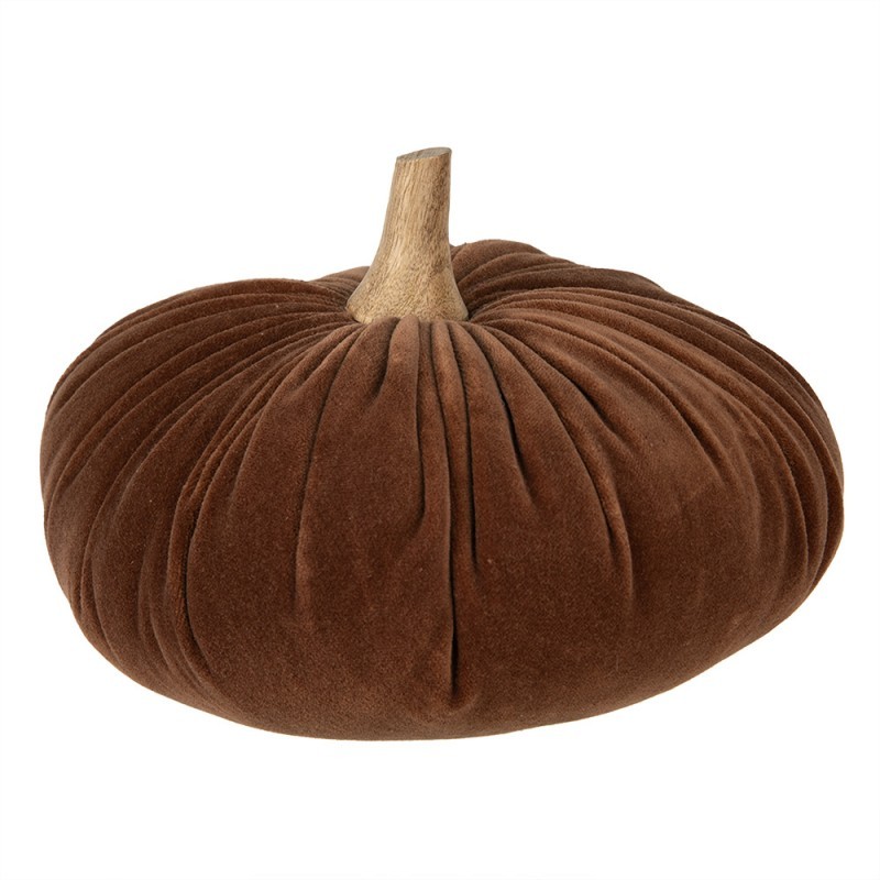 Hnědá textilní dekorace dýně Pumpkin XXL - Ø 25*16 cm Clayre & Eef