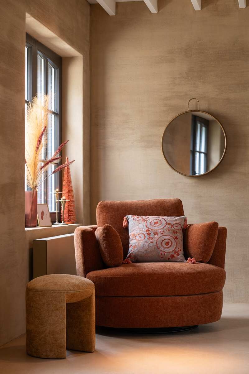 Červenooranžové relaxační křeslo Swivel - 100*109*89cm