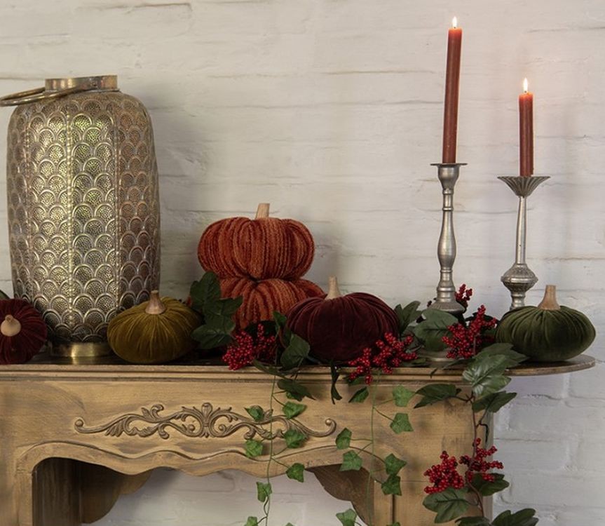 Zelená textilní dekorace dýně Pumpkin L - Ø 15*12 cm