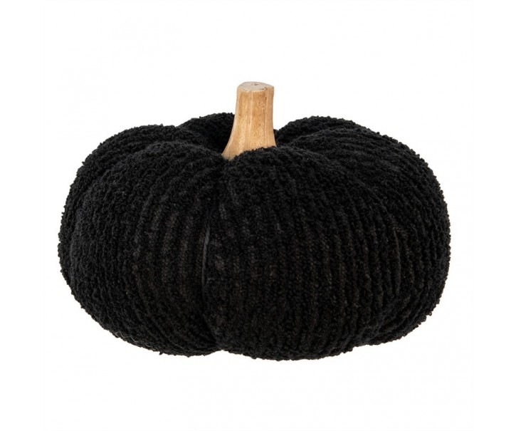 Černá textilní dekorace dýně Pumpkin XL - Ø 20*14 cm