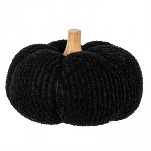 Černá textilní dekorace dýně Pumpkin XL - Ø 20*14 cm