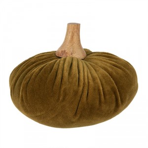 Zelená textilní dekorace dýně Pumpkin L - Ø 15*12 cm
