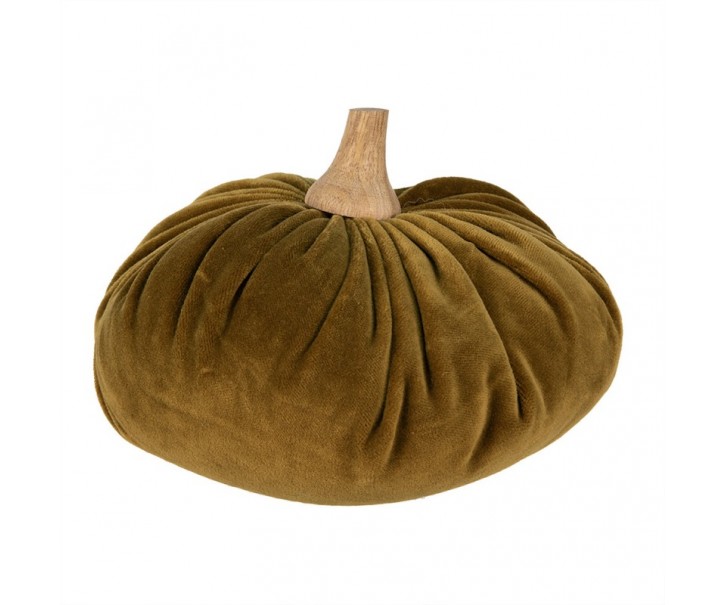 Zelená textilní dekorace dýně Pumpkin XL - Ø 20*14 cm