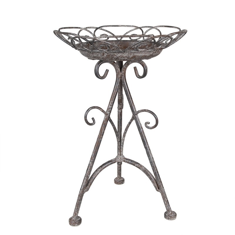 Šedý antik kovový stolek na květiny Frenchia M - Ø 22 * 32 cm