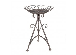 Šedý antik kovový stolek na květiny Frenchia - Ø 27*40 cm