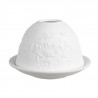 Bílý porcelánový svícen na čajovou svíčku s květinami Paollo - Ø 12 * 8 cm Barva: bíláMateriál: porcelánHmotnost: 0,18 kg