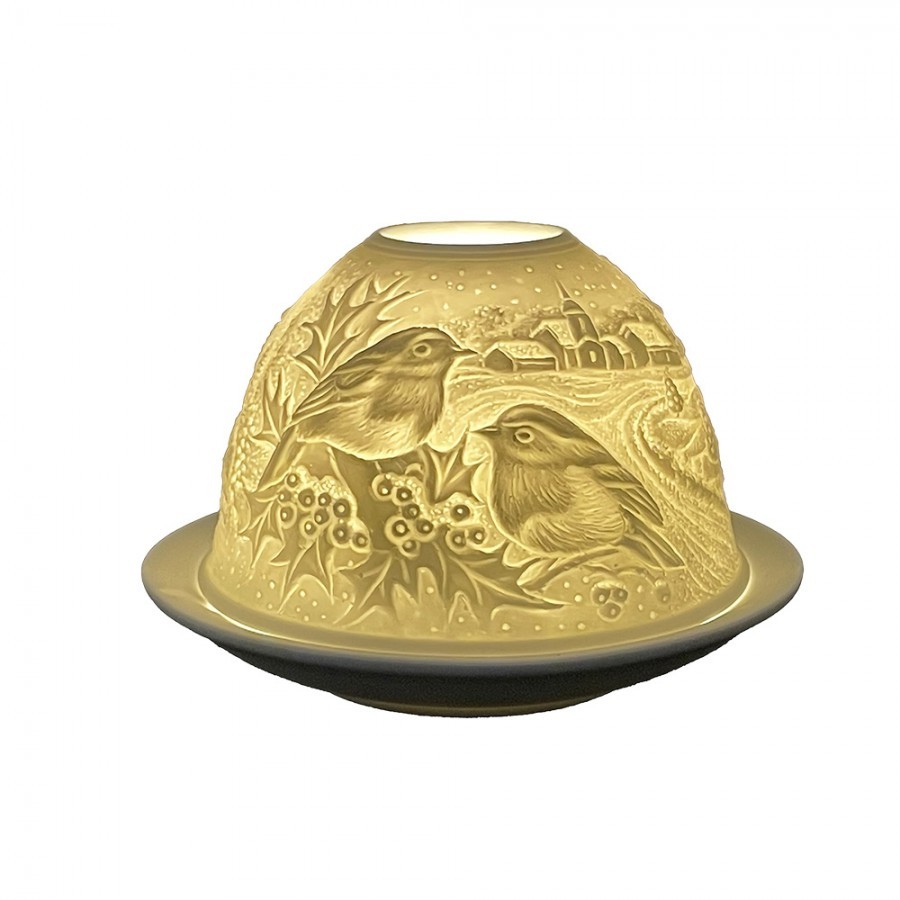 Bílý porcelánový svícen na čajovou svíčku jelen Paollo - Ø 12 * 8 cm