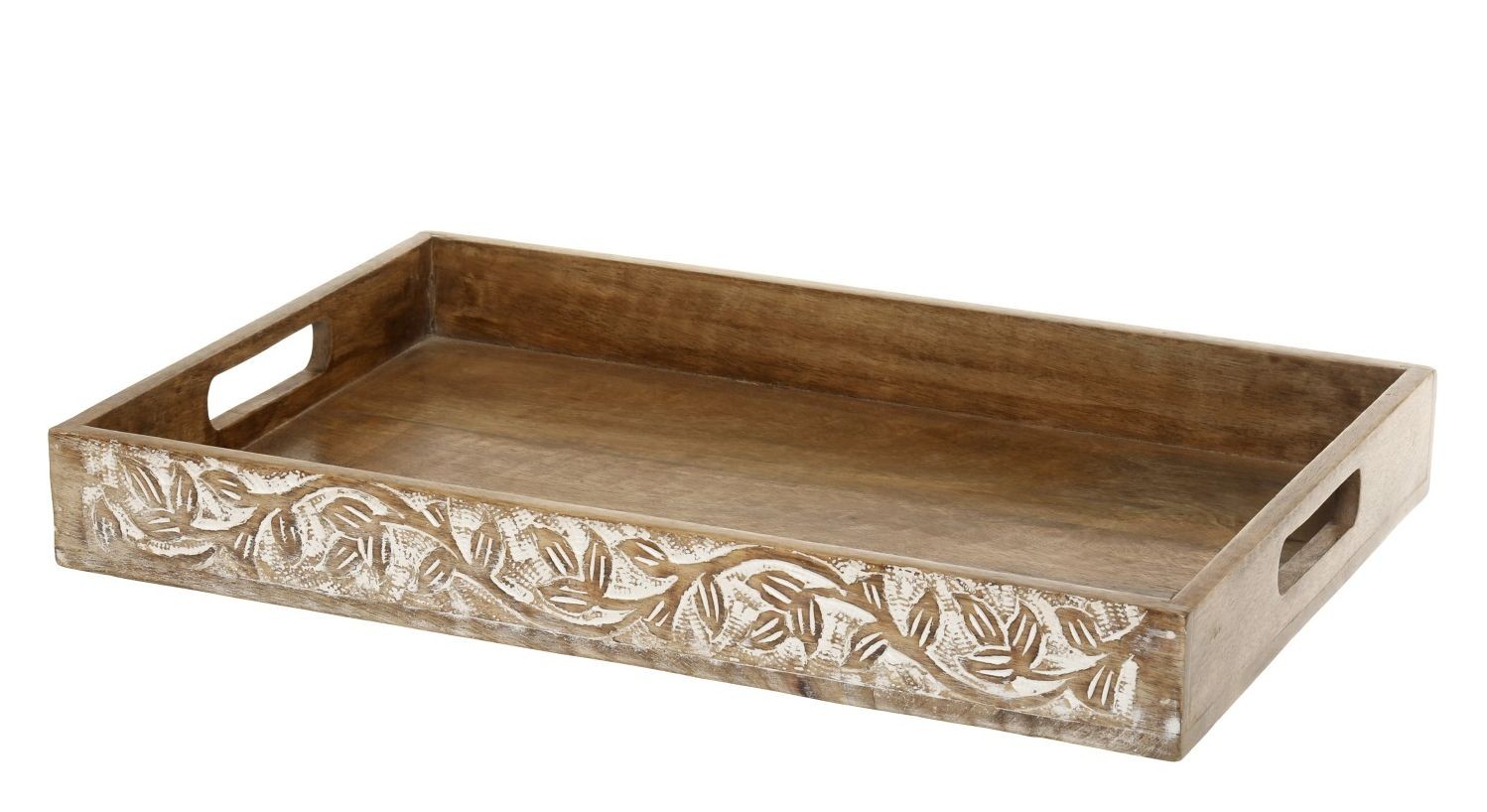 Dřevěný servírovací podnos s uchy Tours Tray - 45*30*5,5 cm Chic Antique