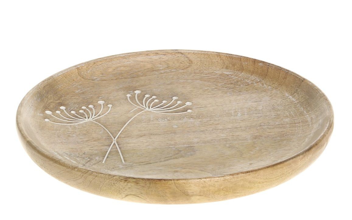 Servírovací talíř z mangového dřeva s květinou Tours Angeliqué - Ø 25 cm Chic Antique