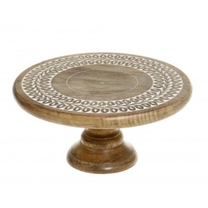 Dřevěný servírovací podnos na noze na dort Tours Tray - Ø 30*14 cm
