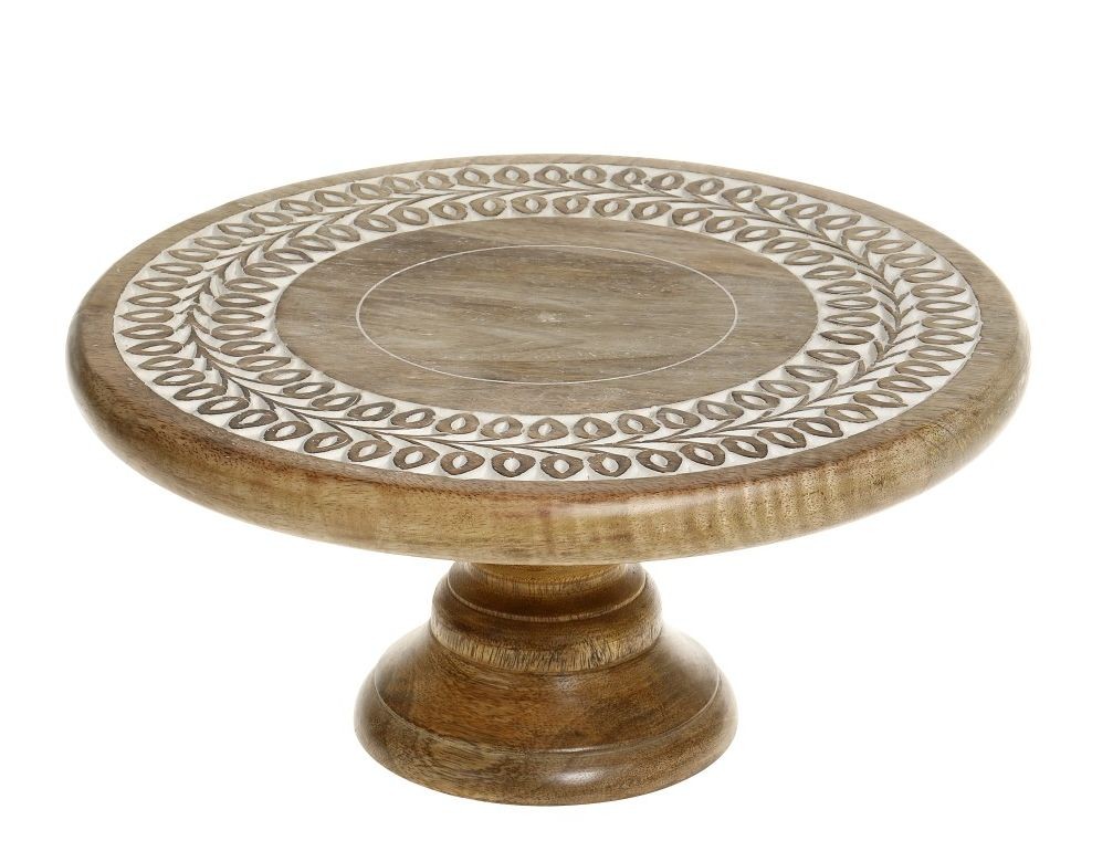 Dřevěný servírovací podnos na noze na dort Tours Tray - Ø 30*14 cm