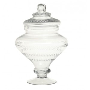 Skleněná nádoba dóza na noze s víkem Trinna - Ø 18*27 cm / 1,5L