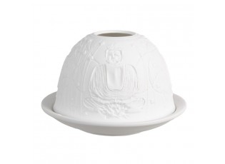 Bílý porcelánový svícen Paollo na čajovou svíčku Buddha - Ø 12 * 8 cm