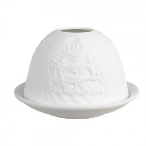Bílý porcelánový svícen Paollo na čajovou svíčku Buddha - Ø 12 * 8 cm