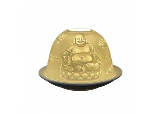 Bílý porcelánový svícen Paollo na čajovou svíčku Buddha - Ø 12 * 8 cm