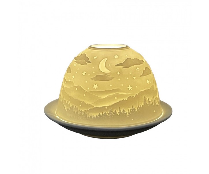 Bílý porcelánový svícen na čajovou svíčku krajina Paollo - Ø 12 * 8 cm Clayre & Eef