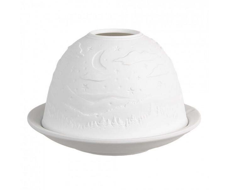 Bílý porcelánový svícen na čajovou svíčku krajina Paollo - Ø 12 * 8 cm