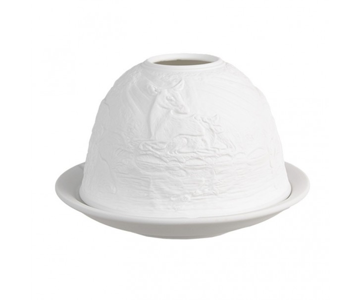 Bílý porcelánový svícen na čajovou svíčku koloušek Paollo - Ø 12 * 8 cm