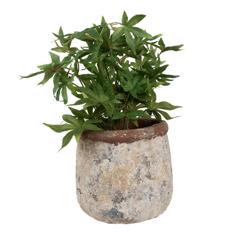 Dekorativní béžovo-zelený antik terakotový květináč Teracci - Ø 18*17 cm