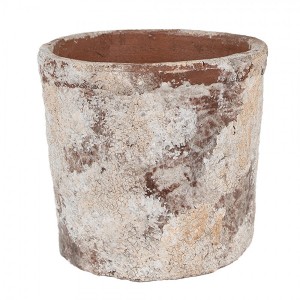 Dekorativní béžovo-zelený antik terakotový květináč Teracci - Ø 18*15 cm