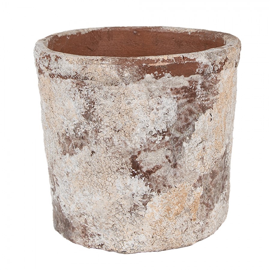 Dekorativní béžovo-zelený antik terakotový květináč Teracci - Ø 18*15 cm